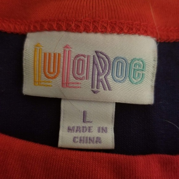 Lularoe Randy Blue/Red Large Raglan - Picture 3 of 3